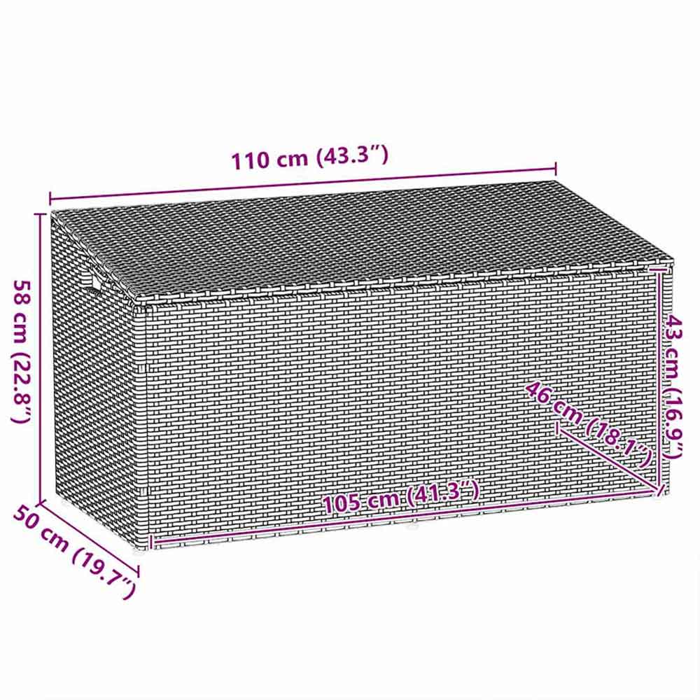 Jenrix Garden Poly Rattan Storage Box in Light Grey