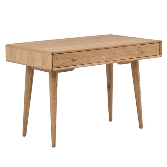 Javion Wooden Computer Desk With 1 Drawer In Natural Oak