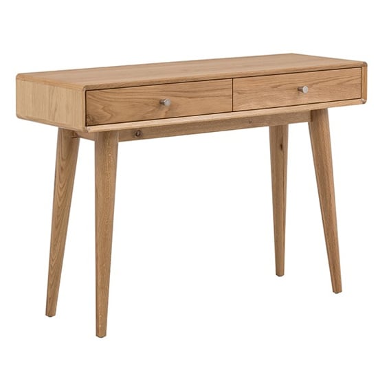 Photo of Javion wooden console table with 2 drawers in natural oak