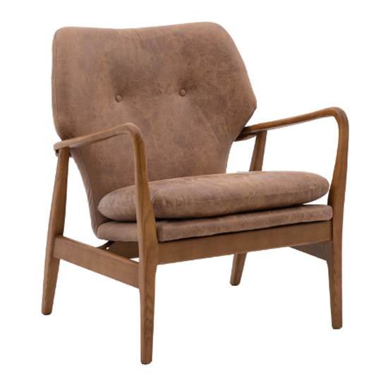 Jenson Leather Armchair With Wooden legs In Brown