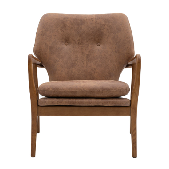 Jenson Leather Armchair With Wooden legs In Brown