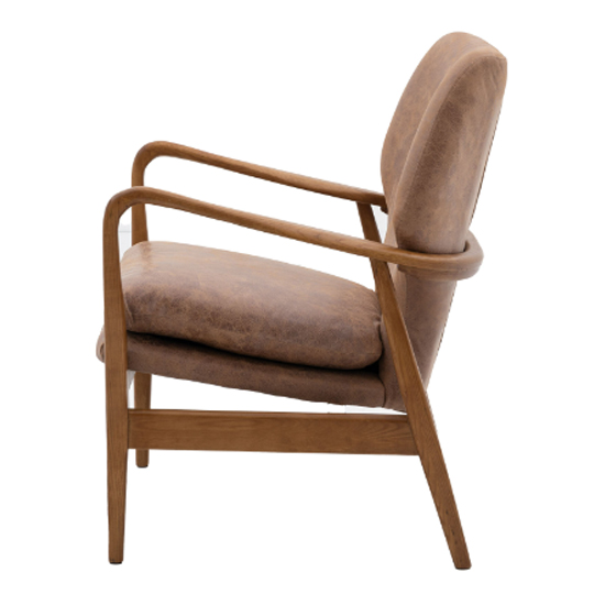 Jenson Leather Armchair With Wooden legs In Brown