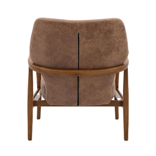 Jenson Leather Armchair With Wooden legs In Brown