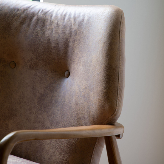 Jenson Leather Armchair With Wooden legs In Brown