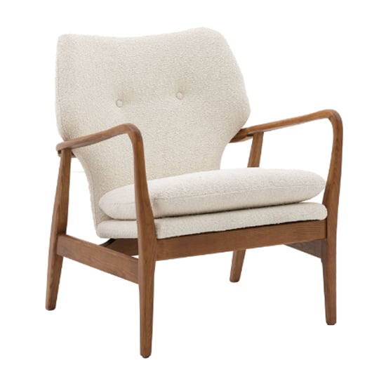 Jenson Fabric Armchair With Wooden legs In Cream
