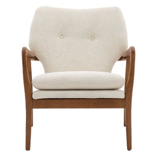 Jenson Fabric Armchair With Wooden legs In Cream