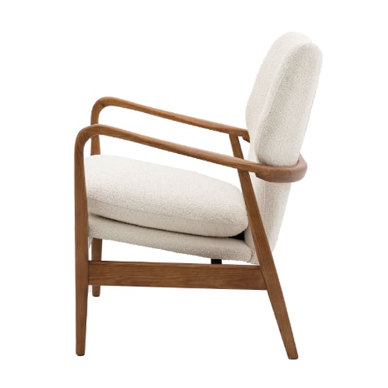 Jenson Fabric Armchair With Wooden legs In Cream