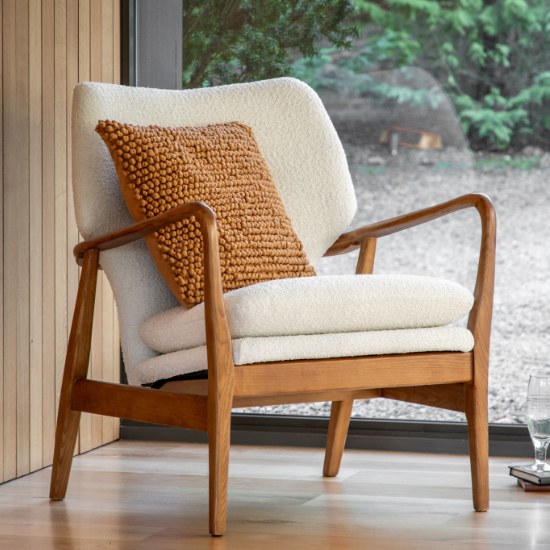 Photo of Jenson upholstered linen armchair in cream