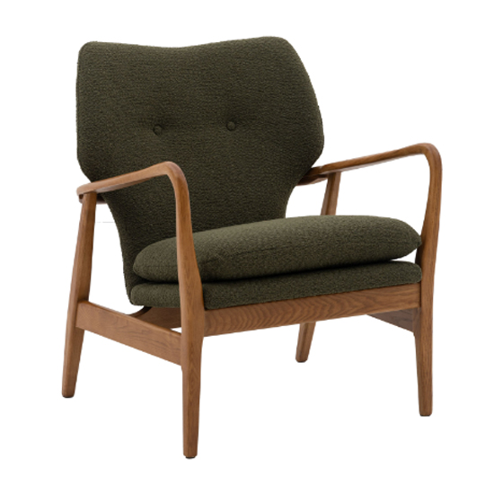 Jenson Fabric Armchair With Wooden legs In Green