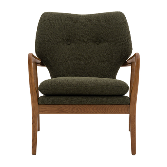 Jenson Fabric Armchair With Wooden legs In Green