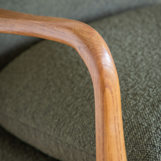 Jenson Fabric Armchair With Wooden legs In Green