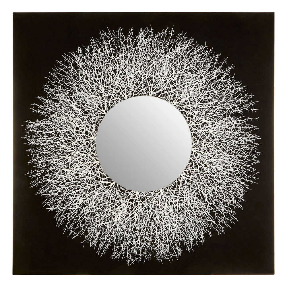 Jenvora Plastic Mirrored Wall Art in White and Black