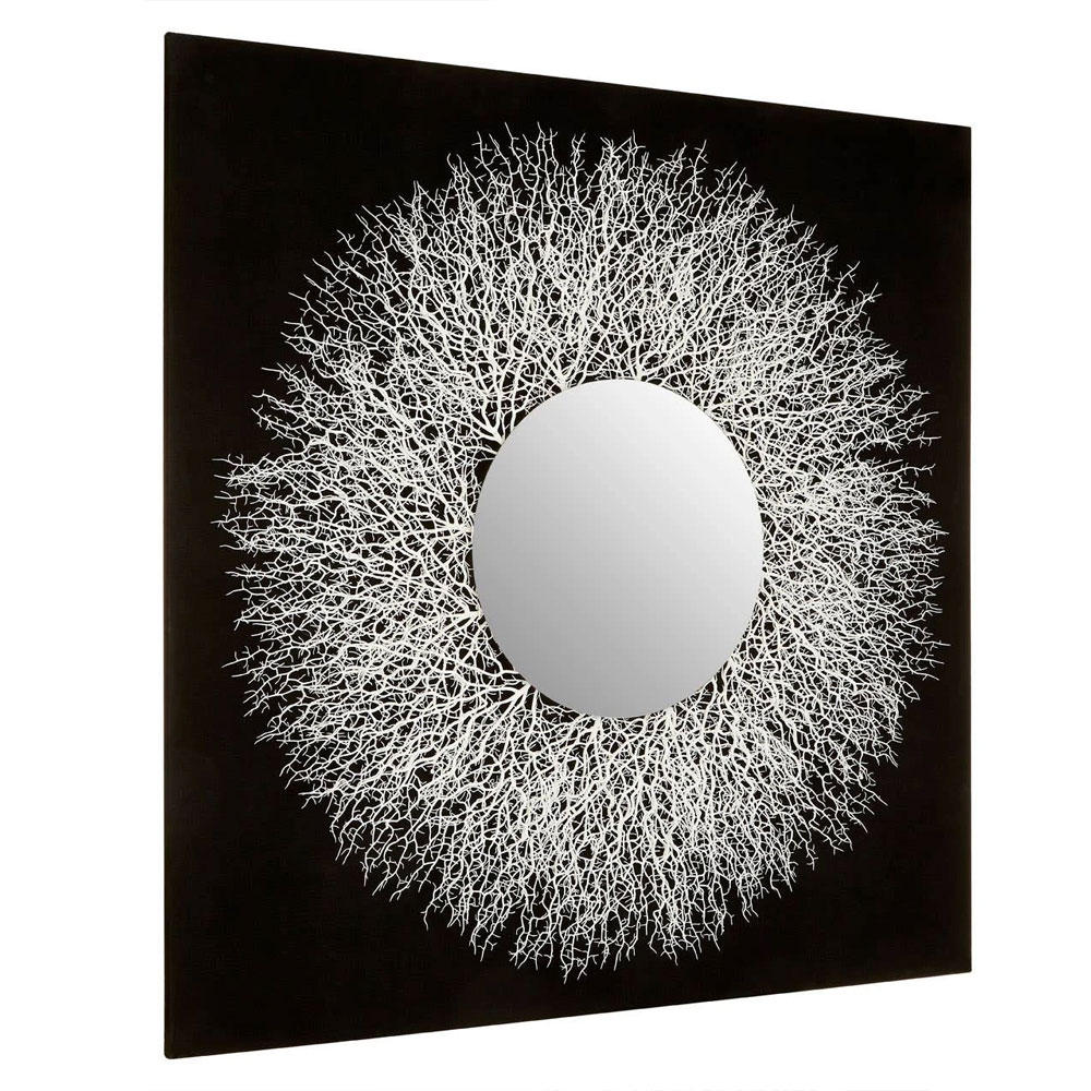 Jenvora Plastic Mirrored Wall Art in White and Black