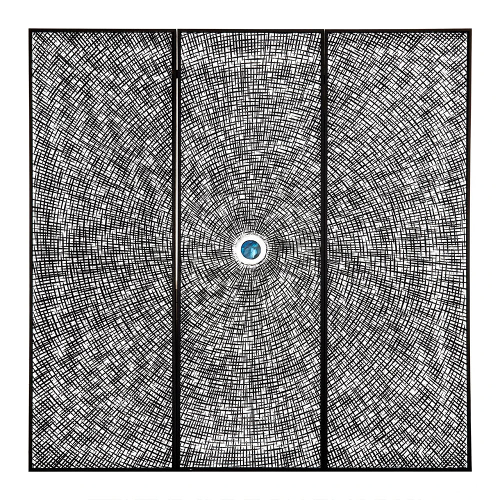 Jenvora Wood Carving And Circle Wall Art in Silver