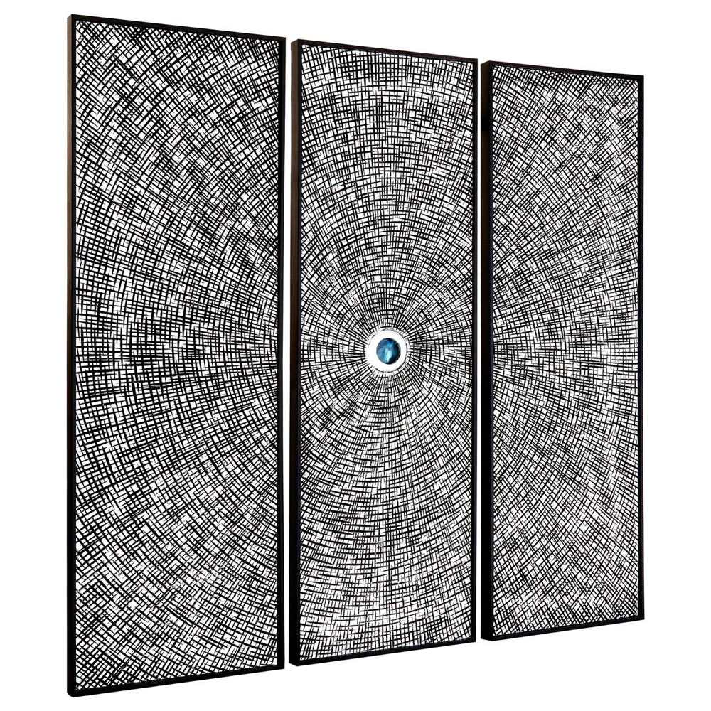 Jenvora Wood Carving And Circle Wall Art in Silver