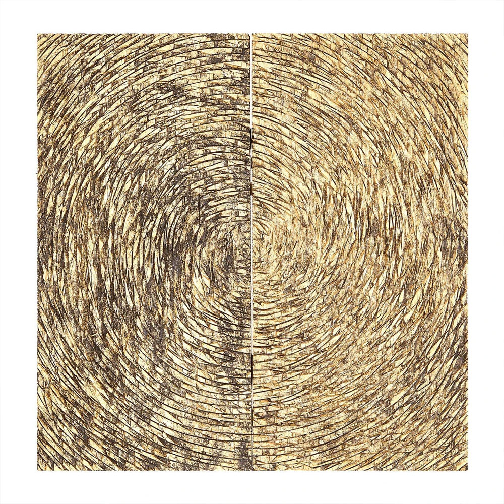Jenvora Wood Carving Gold Finish Wall Art in Gold