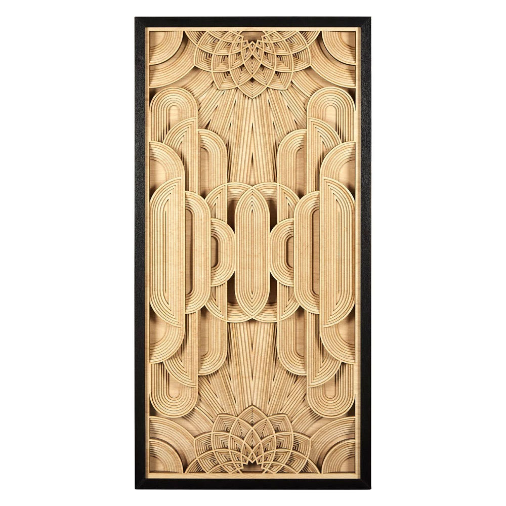 Jenvora Wood Carving Wall Art in Black and Gold