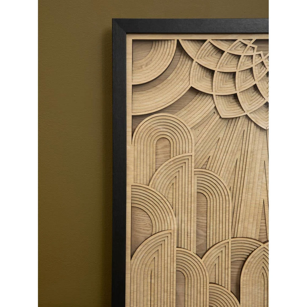 Jenvora Wood Carving Wall Art in Black and Gold