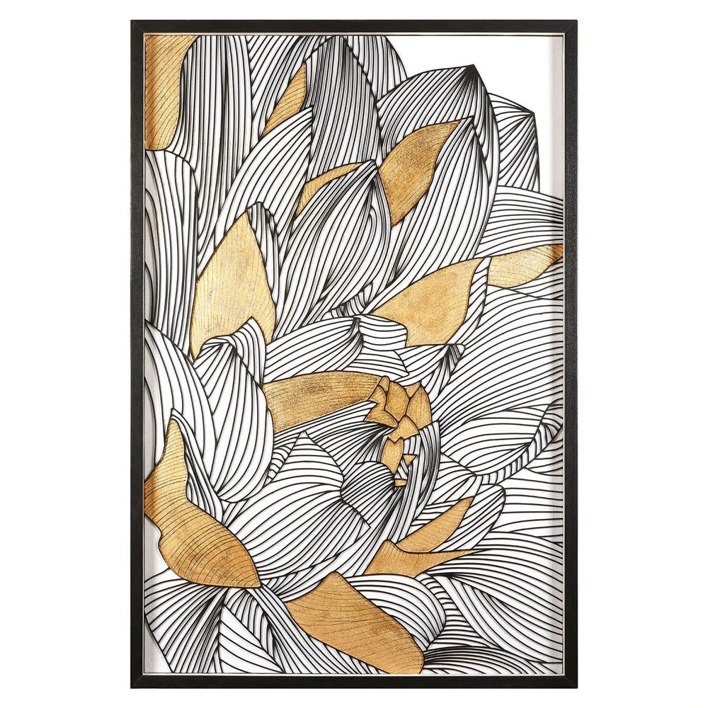 Jenvora Wooden Botanical Framed Wall Art in Black and Gold