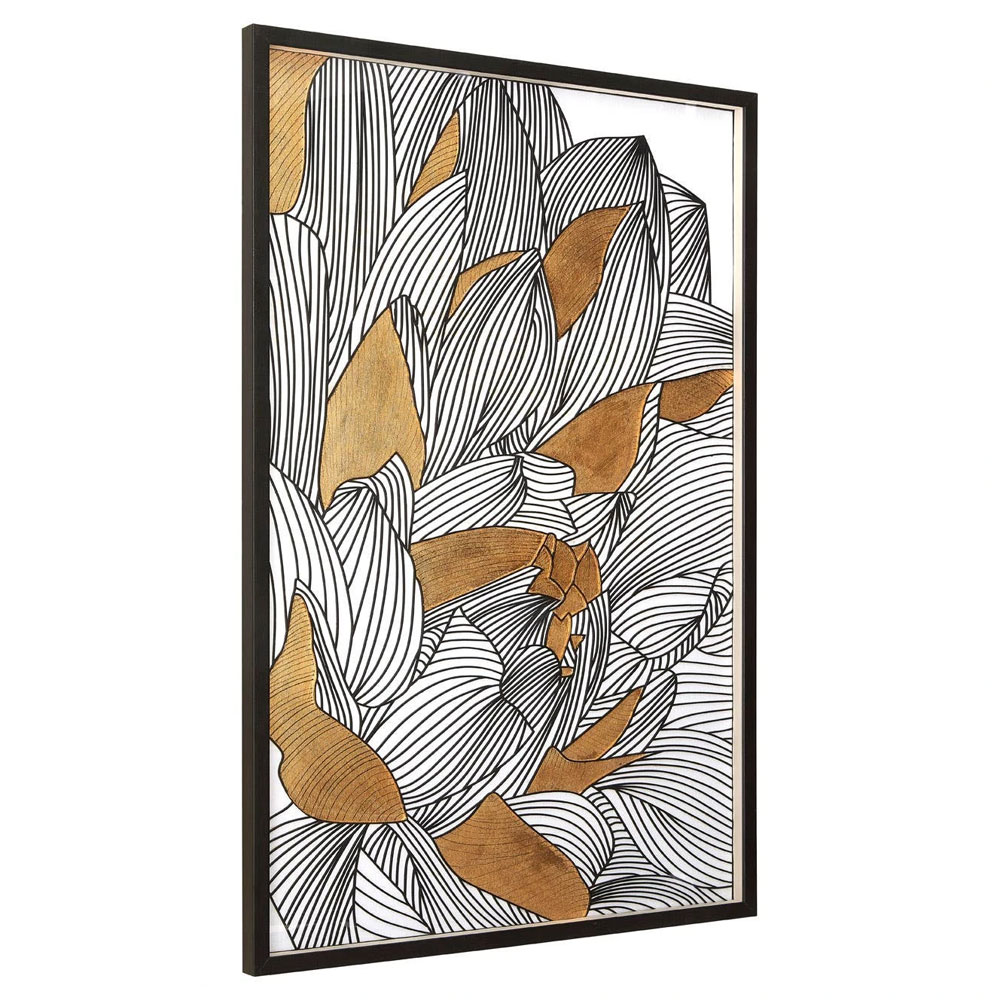 Jenvora Wooden Botanical Framed Wall Art in Black and Gold