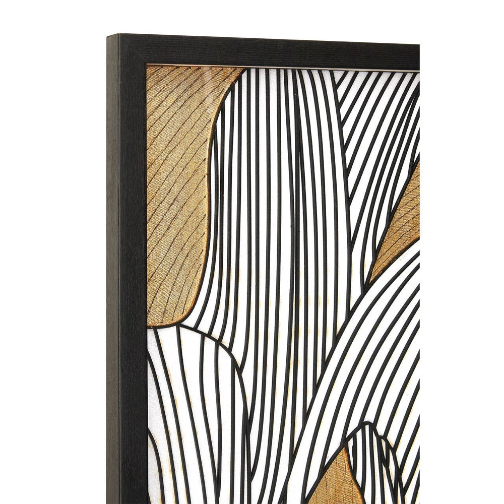 Jenvora Wooden Botanical Framed Wall Art in Black and Gold