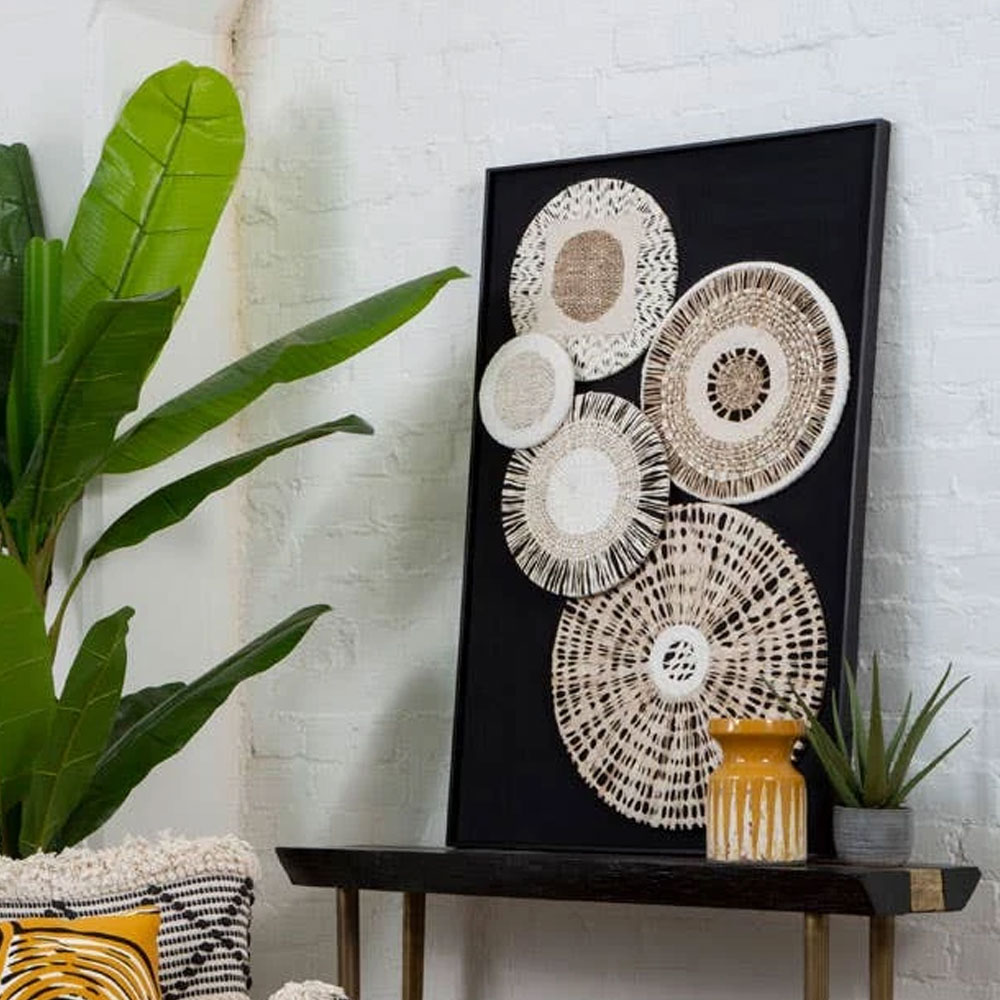 Jenvora Wooden Paper Design Wall Art in Natural And black