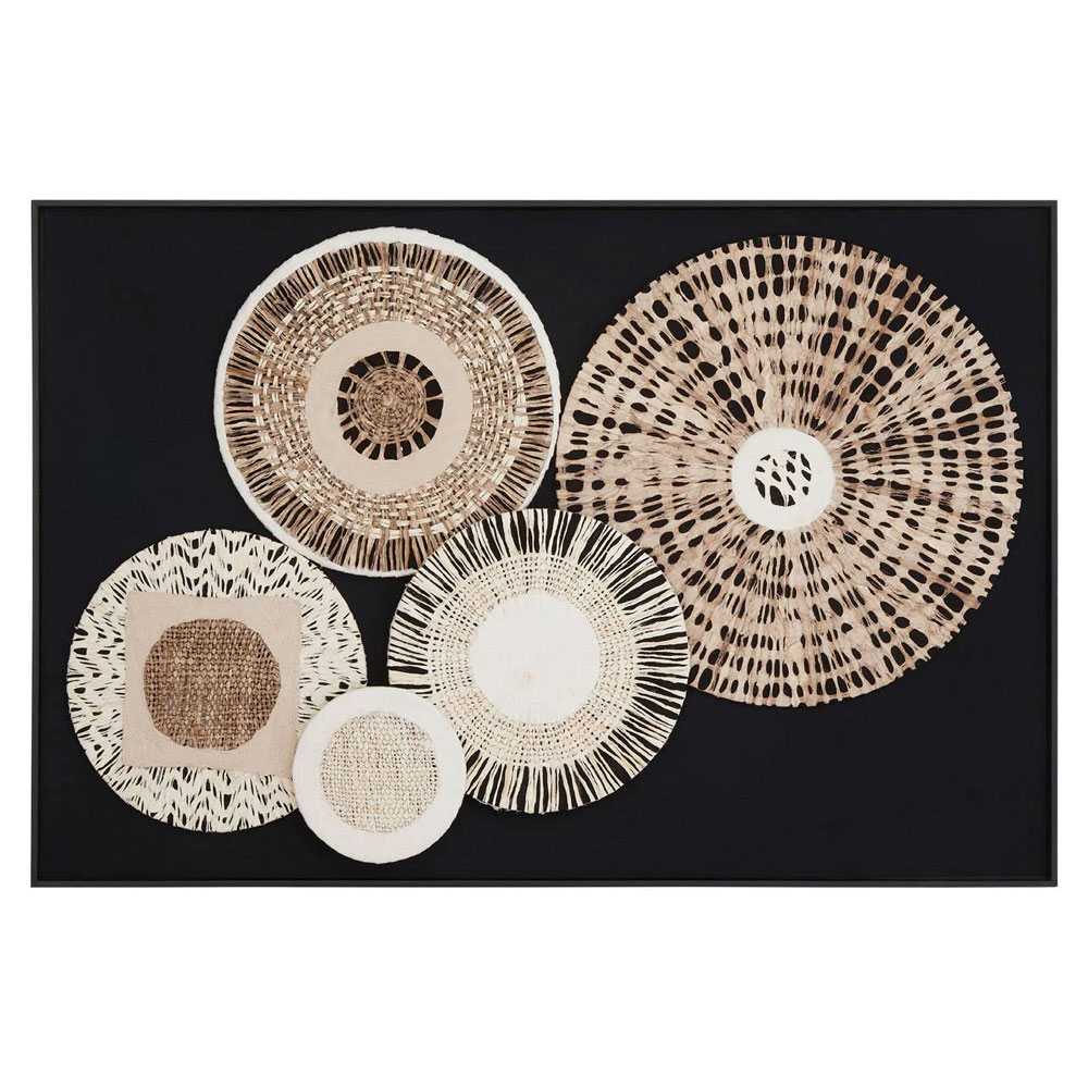Jenvora Wooden Paper Design Wall Art in Natural And black