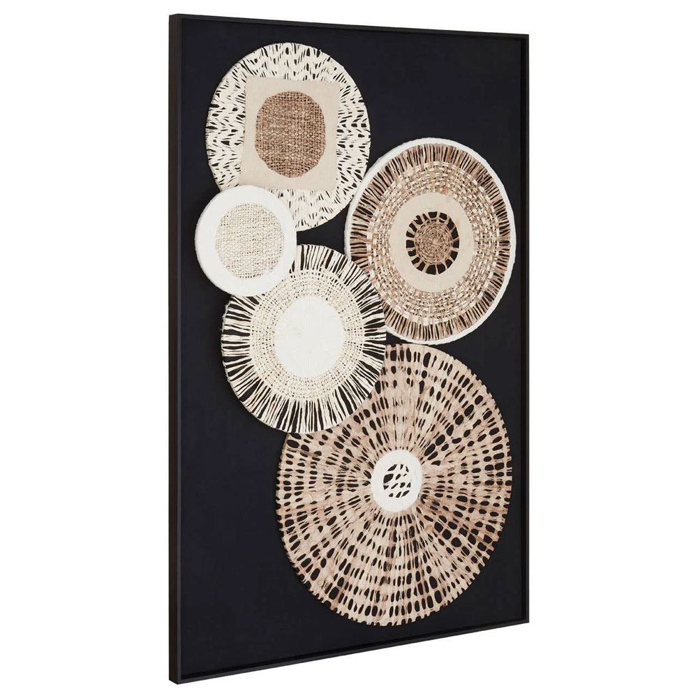 Jenvora Wooden Paper Design Wall Art in Natural And black
