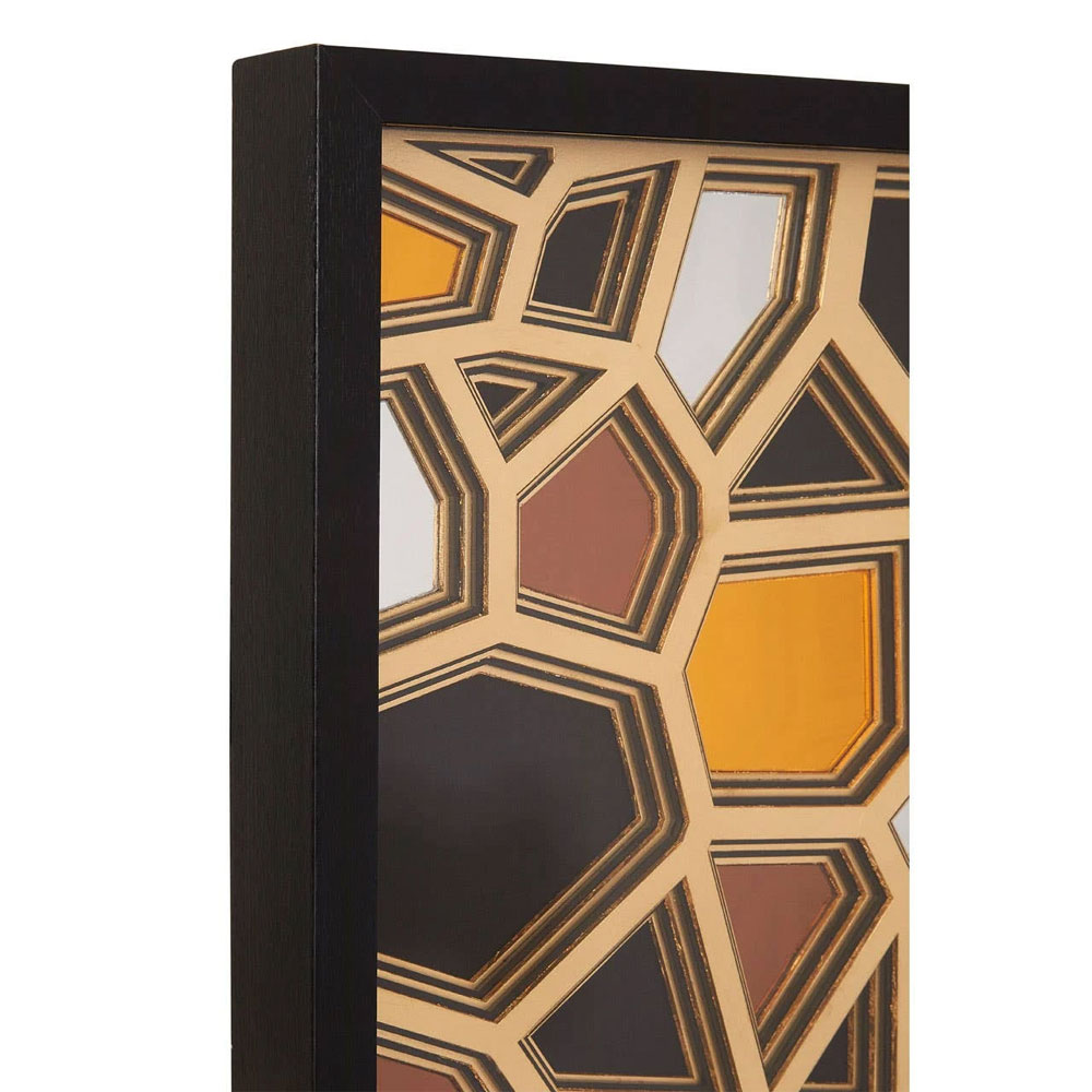 Jenvora Wooden Paper Sculpture Wall Art in Gold And black