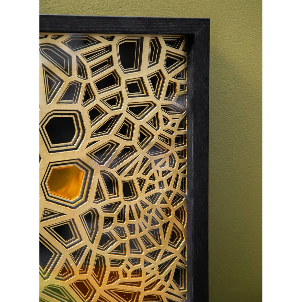 Jenvora Wooden Paper Sculpture Wall Art in Gold And black