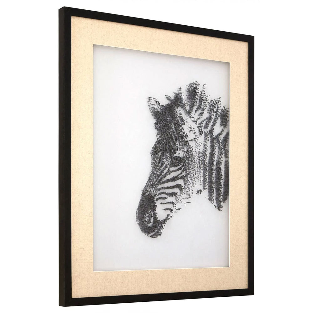 Jenvora Wooden Zebra Framed Wall Art in Black and White