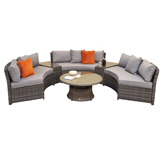 Read more about Jeren wicker weave half moon sofa set in mixed grey