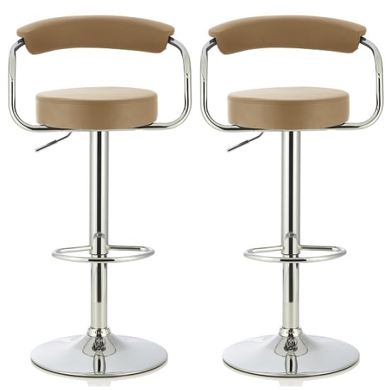 Jerome Modern Bar Stool In Taupe Faux Leather In A Pair Furniture in