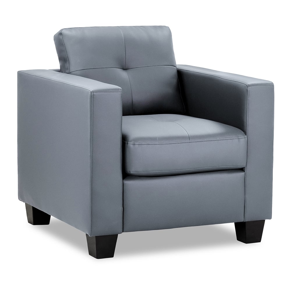 Jerome Faux Leather 1 Seater Sofa In Grey