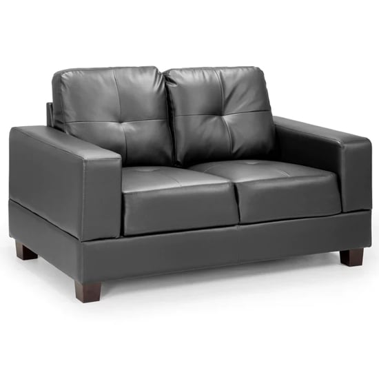 Product photograph of Jerri Faux Leather 2 Seater Sofa In Black from Furniture in Fashion