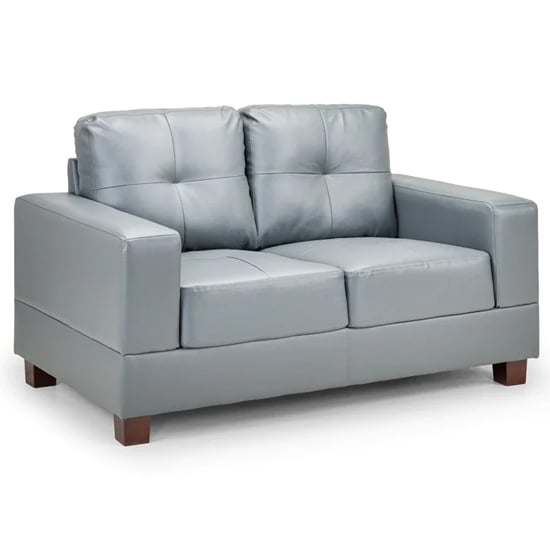 Jerri Faux Leather 2 Seater Sofa In Light Grey