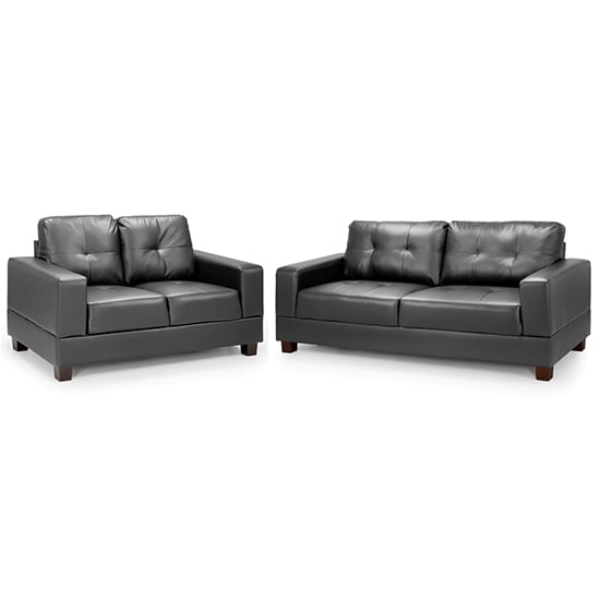 Read more about Jerri faux leather 3+2 seater sofa set in black