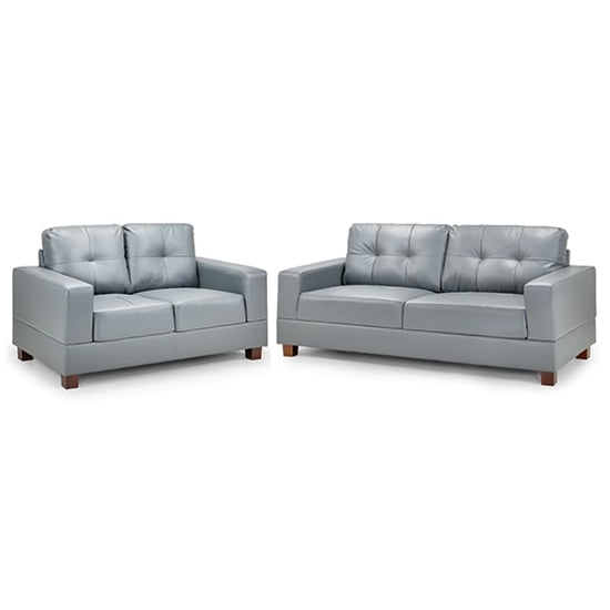 Product photograph of Jerri Faux Leather 3 2 Seater Sofa Set In Light Grey from Furniture in Fashion