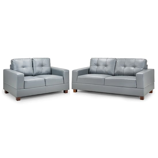 Read more about Jerri faux leather 3+2 seater sofa set in light grey