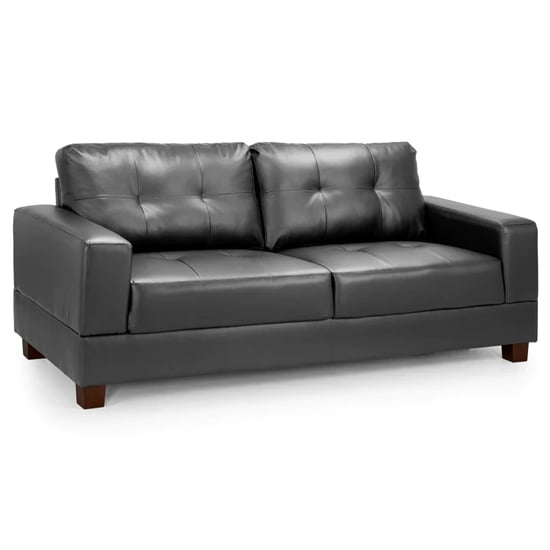 Product photograph of Jerri Faux Leather 3 Seater Sofa In Black from Furniture in Fashion