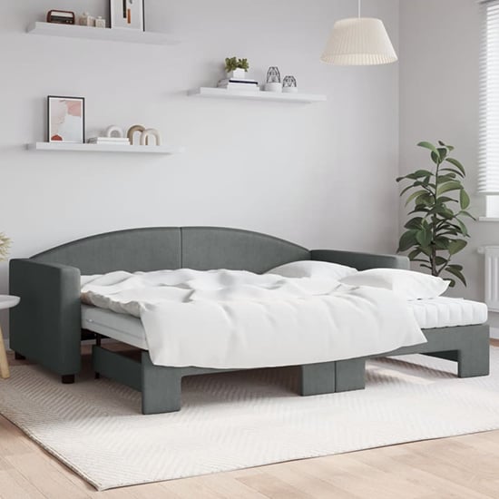 Product photograph of Jersey Fabric Daybed With Guest Bed In Dark Grey from Furniture in Fashion