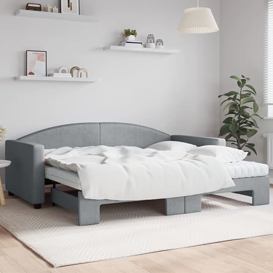Jersey Fabric Daybed With Guest Bed In Light Grey