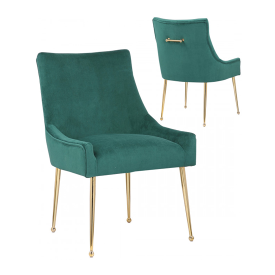 Jersey Green Velvet Dining Chairs In Pair Furniture in Fashion
