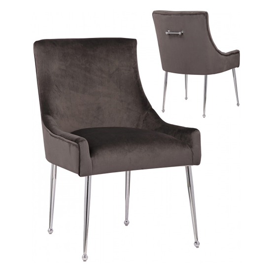 Jersey Grey Velvet Dining Chairs In Pair Furniture in Fashion