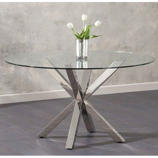 Metairie round clear glass top dining table with gold Browse over 500