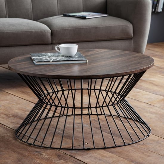 Read more about Jacarra wooden coffee table in walnut with round wire base