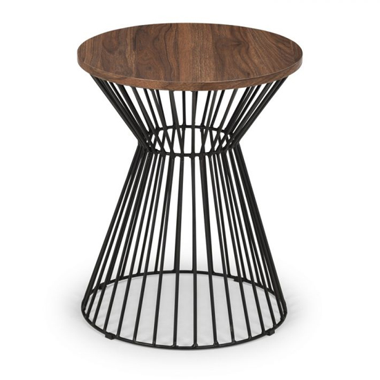 Jacarra Wooden Lamp Table In Walnut With Round Wire Base_3