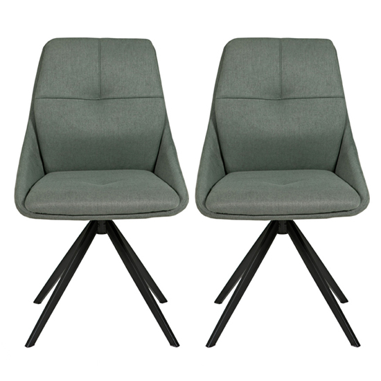 Jessa Green Fabric Dining Chairs With Black Legs In Pair