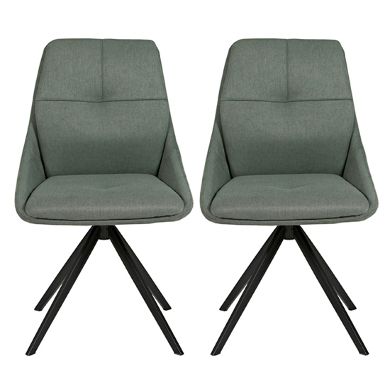 Read more about Jessa green fabric dining chairs with black legs in pair