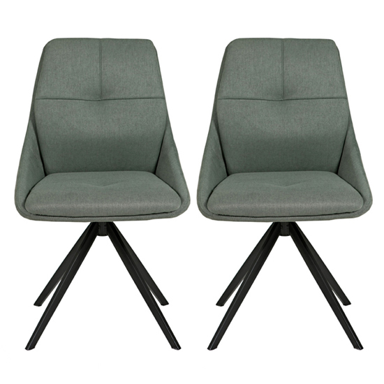 Jessa Green Fabric Dining Chairs With Black Legs In Pair Furniture in
